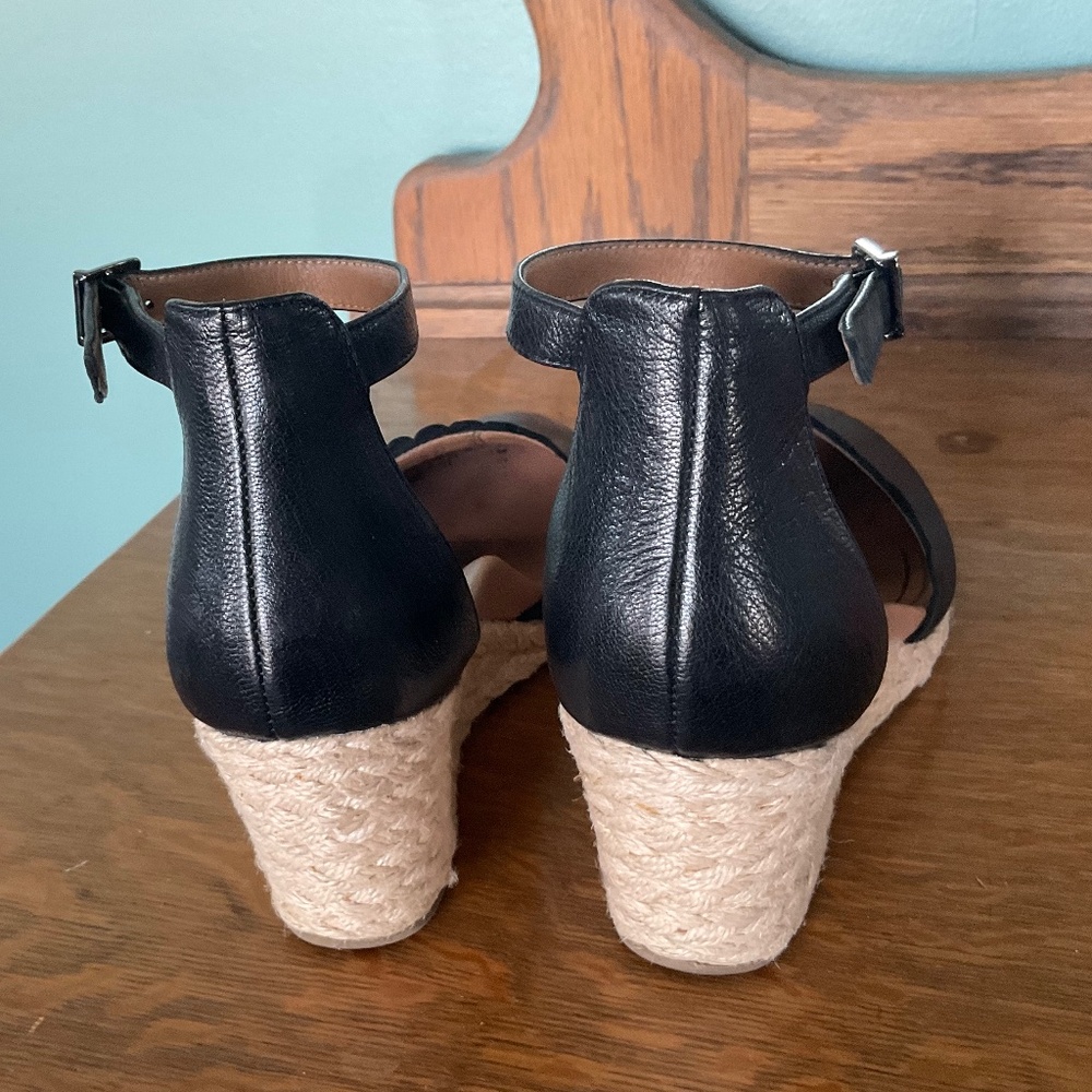 Vionic Anna Black and Tan Wedge Espadrilles Shoes for Women - Picture 8 of 12